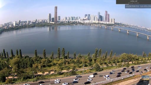 Seul en vivo Yeouido sobre el río Han